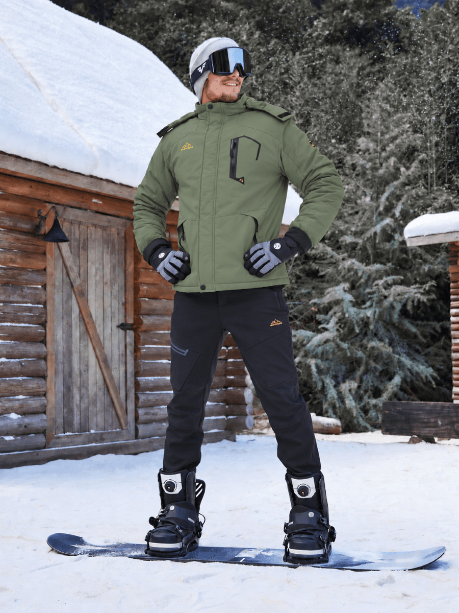 TACVASEN Grey Green Mens Hiking Insulated Fleece Lined Winter Snow Jacket