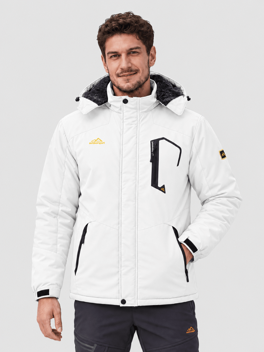 TACVASEN White Mens Hiking Insulated Fleece Lined Winter Snow Jacket