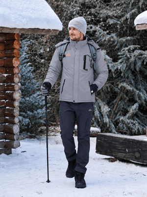 TACVASEN Light Grey Mens Hiking Insulated Fleece Lined Winter Snow Jacket
