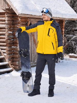 TACVASEN Yellow Mens Hiking Insulated Fleece Lined Winter Snow Jacket