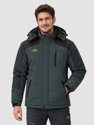 TACVASEN Grey Mens Hiking Insulated Fleece Lined Winter Snow Jacket