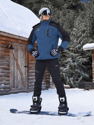 TACVASEN Denim Blue Mens Hiking Insulated Fleece Lined Winter Snow Jacket