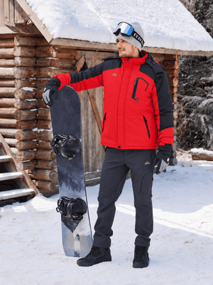 TACVASEN Red Mens Hiking Insulated Fleece Lined Winter Snow Jacket