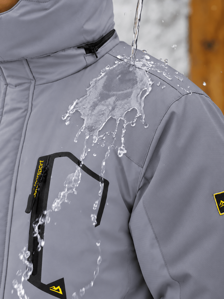 TACVASEN Light Grey Mens Hiking Insulated Fleece Lined Winter Snow Jacket