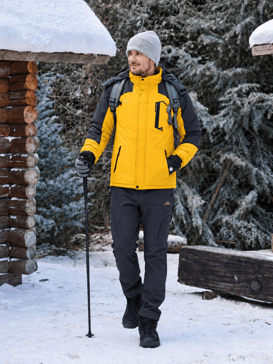 TACVASEN Yellow Mens Hiking Insulated Fleece Lined Winter Snow Jacket