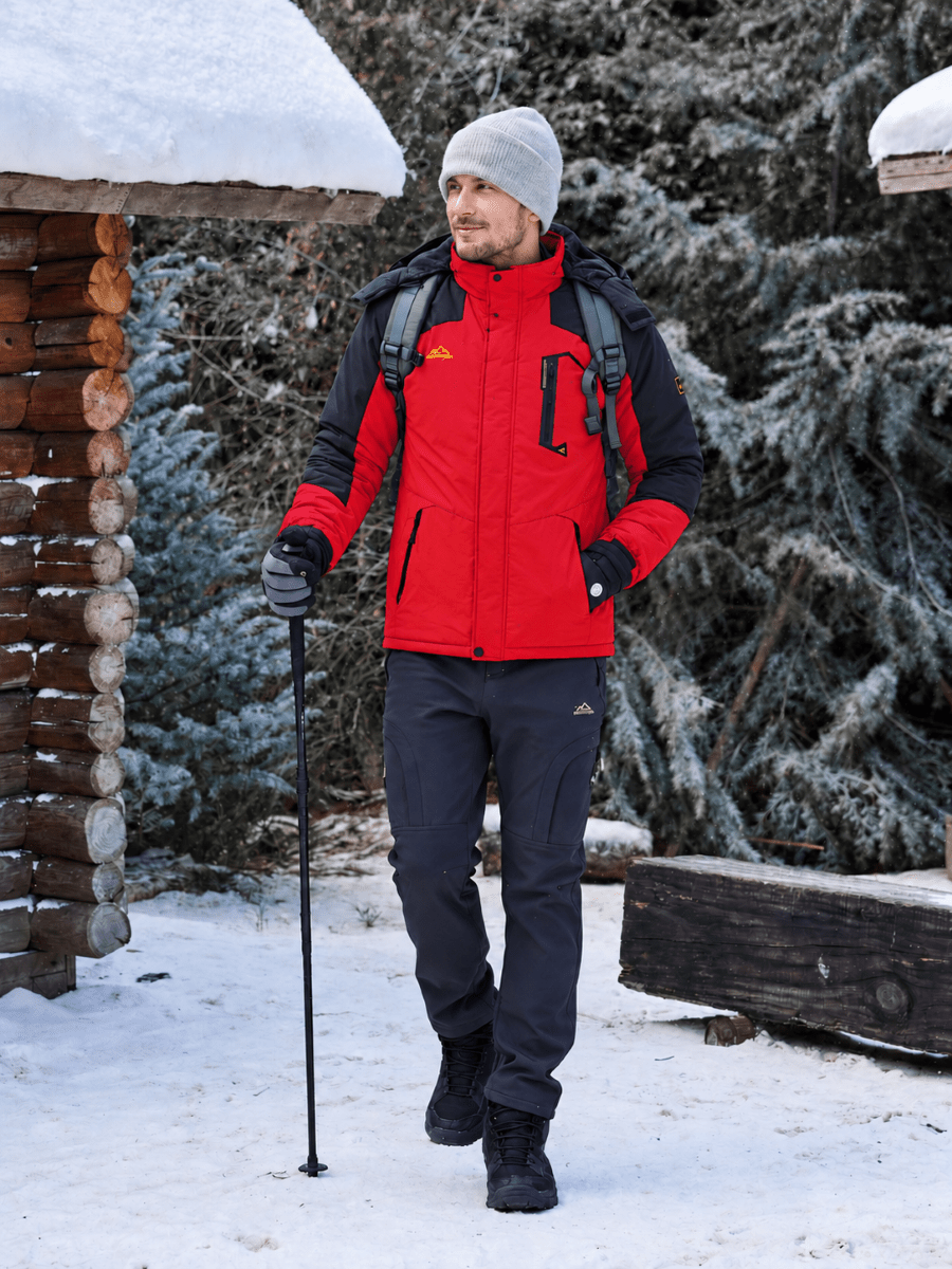 TACVASEN Red Mens Hiking Insulated Fleece Lined Winter Snow Jacket