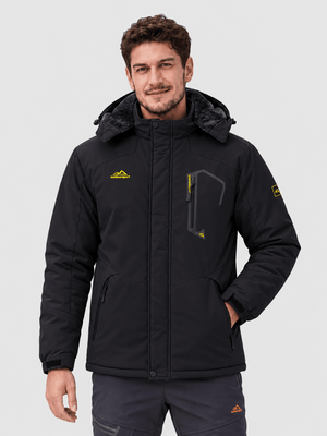 TACVASEN Black Mens Hiking Insulated Fleece Lined Winter Snow Jacket