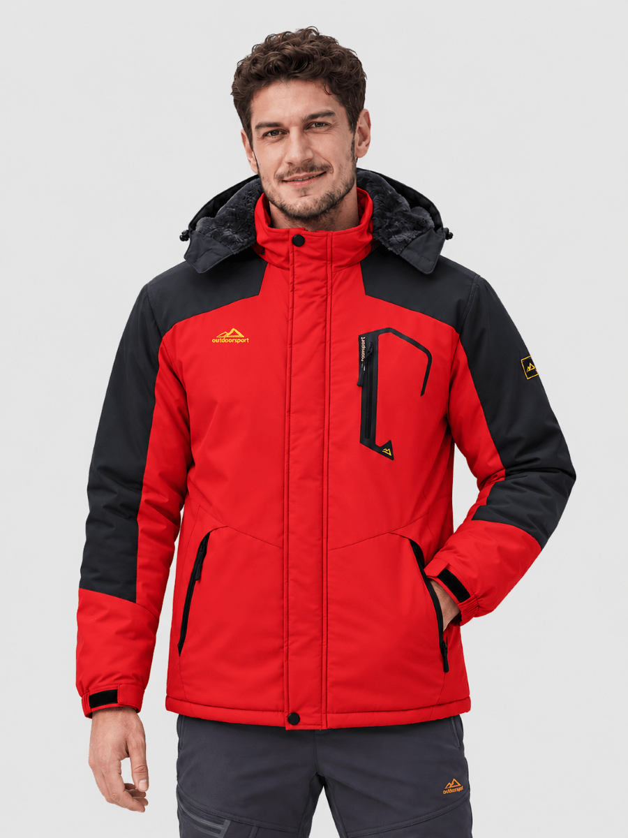 TACVASEN Red Mens Hiking Insulated Fleece Lined Winter Snow Jacket