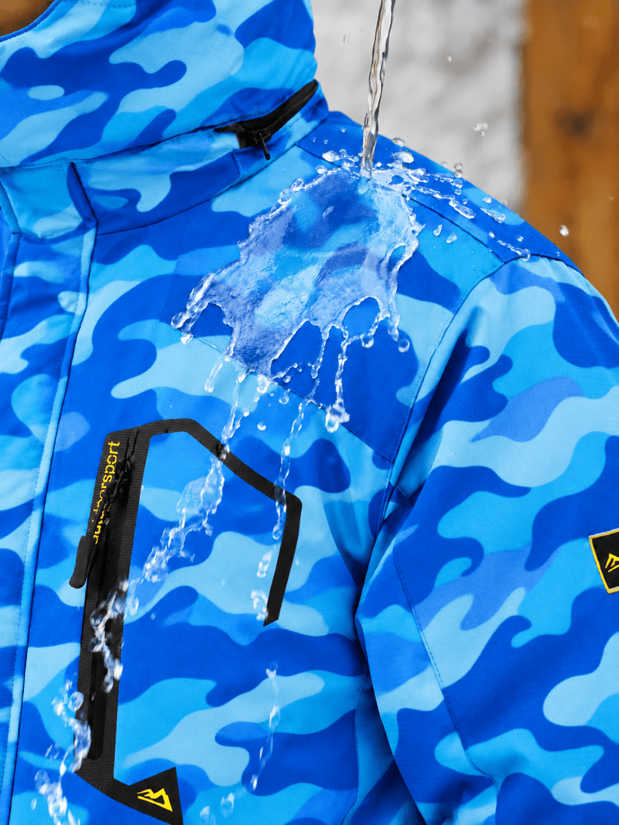 TACVASEN SkyBlue Camouflage Mens Hiking Insulated Fleece Lined Winter Snow Jacket