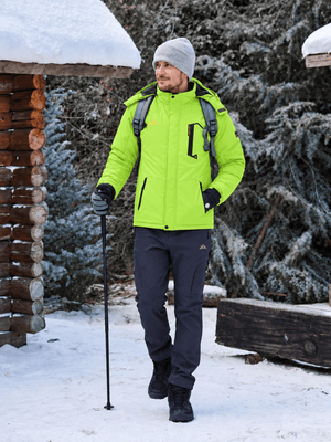 TACVASEN Bright Green Mens Hiking Insulated Fleece Lined Winter Snow Jacket