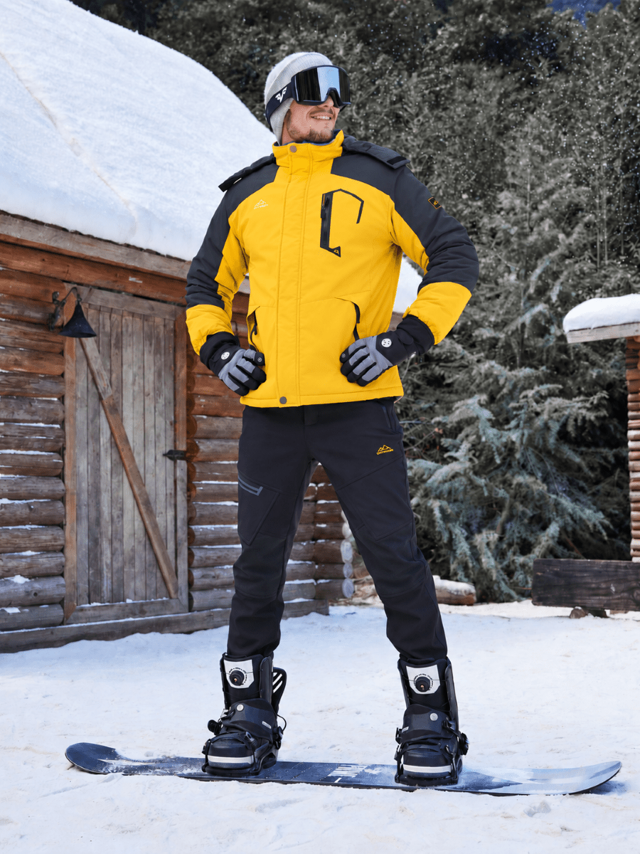 TACVASEN Yellow Mens Hiking Insulated Fleece Lined Winter Snow Jacket