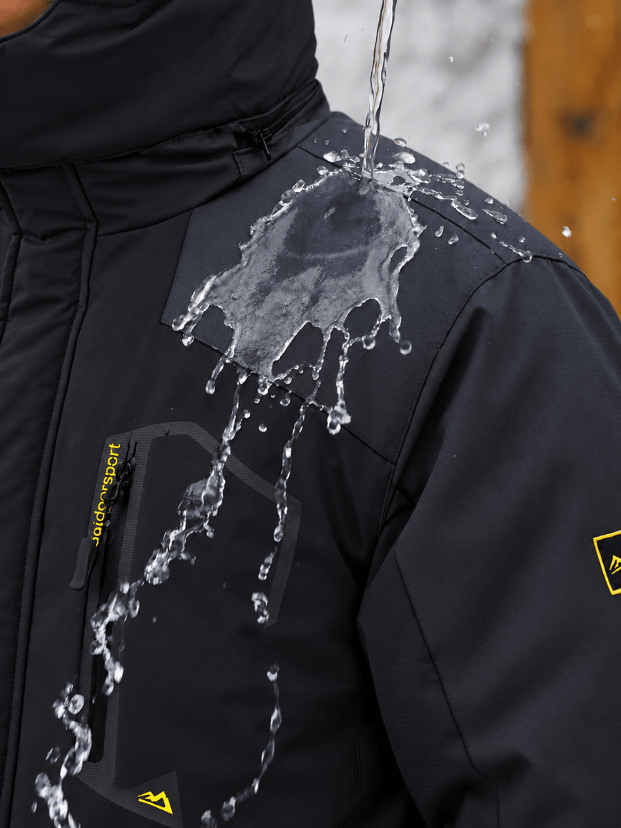 TACVASEN Black Mens Hiking Insulated Fleece Lined Winter Snow Jacket