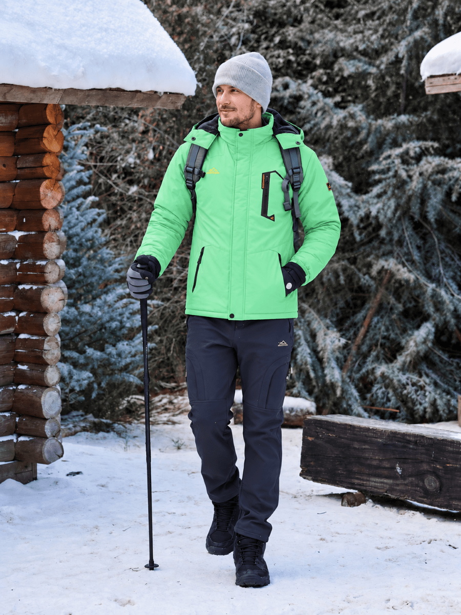 TACVASEN Mint Green Mens Hiking Insulated Fleece Lined Winter Snow Jacket