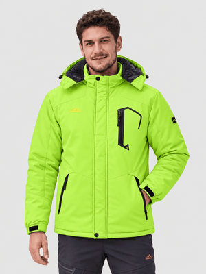TACVASEN Bright Green Mens Hiking Insulated Fleece Lined Winter Snow Jacket