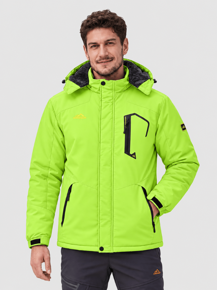 TACVASEN Bright Green Mens Hiking Insulated Fleece Lined Winter Snow Jacket
