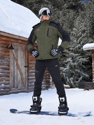 TACVASEN Army Green Mens Hiking Insulated Fleece Lined Winter Snow Jacket