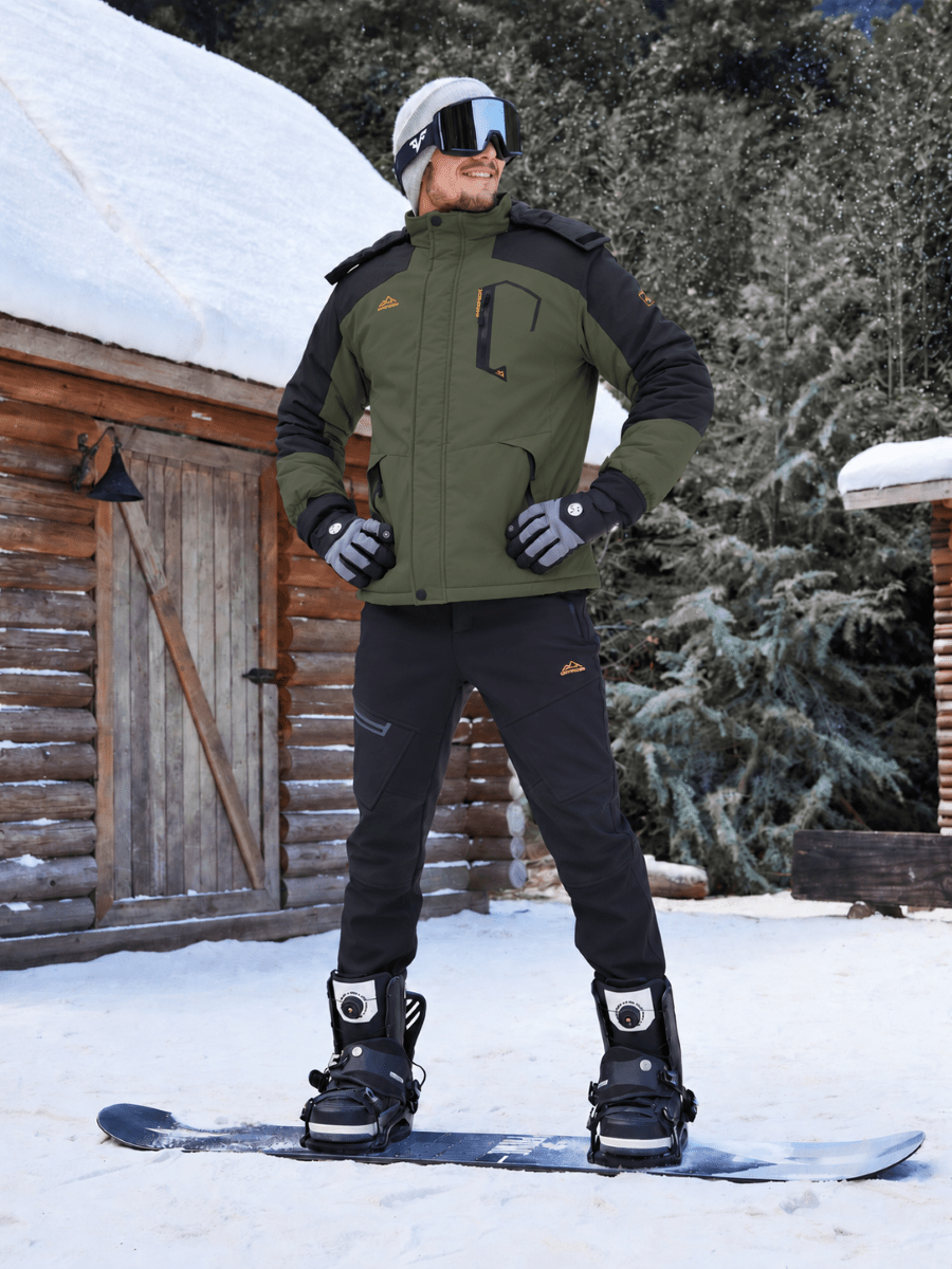 TACVASEN Army Green Mens Hiking Insulated Fleece Lined Winter Snow Jacket
