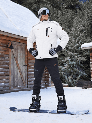 TACVASEN White Mens Hiking Insulated Fleece Lined Winter Snow Jacket