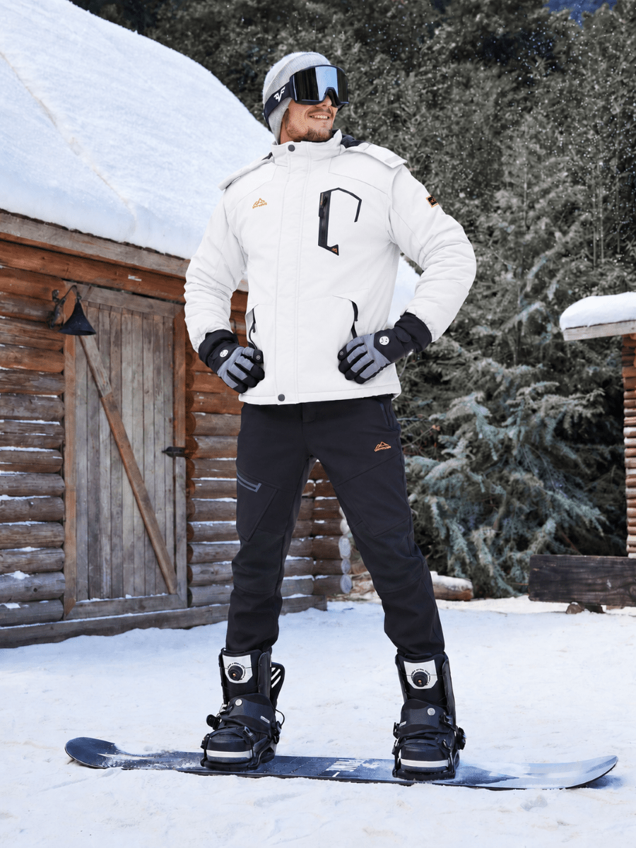 TACVASEN White Mens Hiking Insulated Fleece Lined Winter Snow Jacket