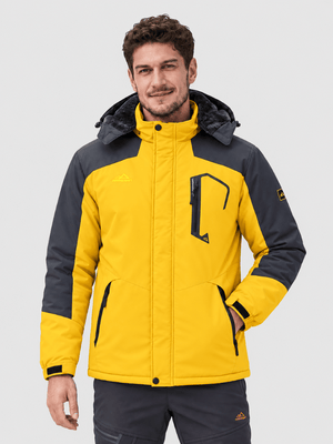 TACVASEN Yellow Mens Hiking Insulated Fleece Lined Winter Snow Jacket