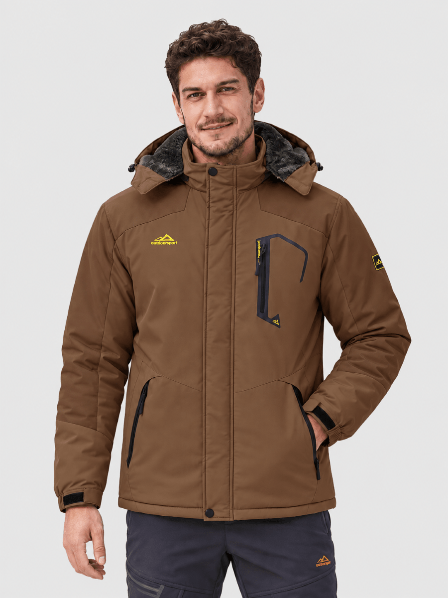 TACVASEN Coffee Mens Hiking Insulated Fleece Lined Winter Snow Jacket