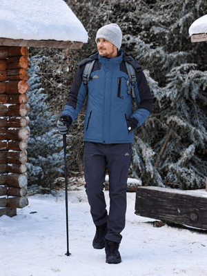 TACVASEN Denim Blue Mens Hiking Insulated Fleece Lined Winter Snow Jacket