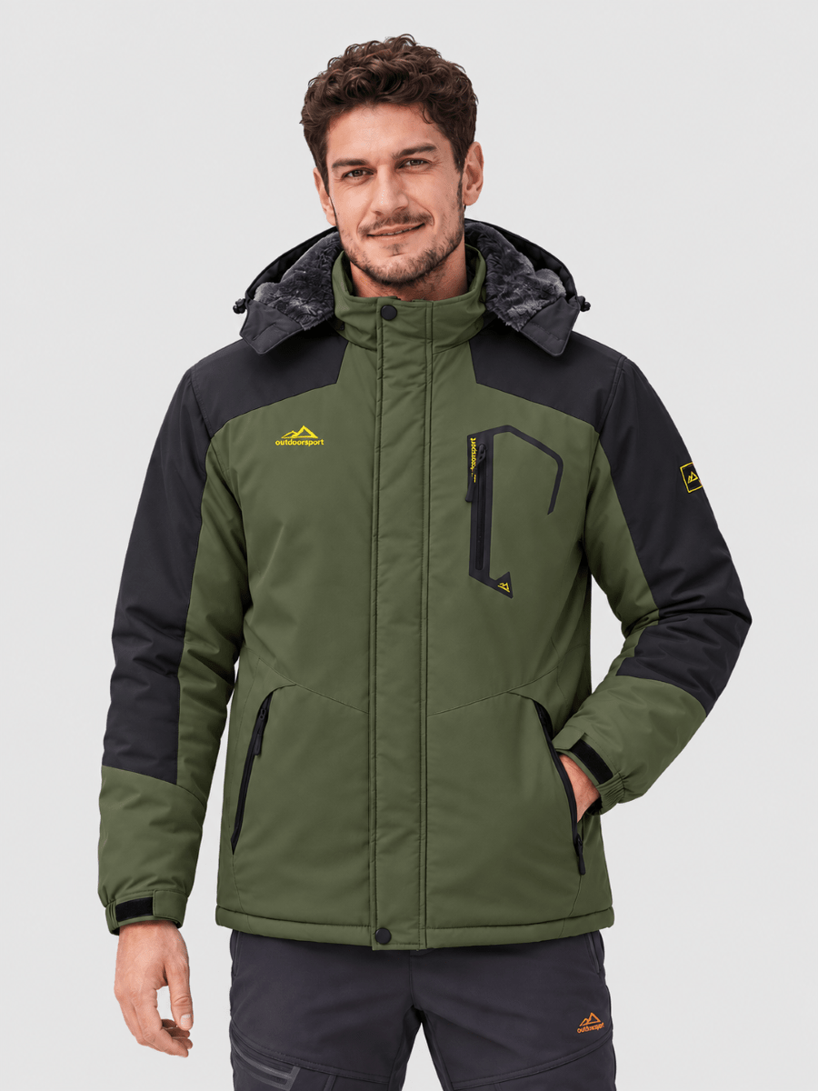 TACVASEN Army Green Mens Hiking Insulated Fleece Lined Winter Snow Jacket