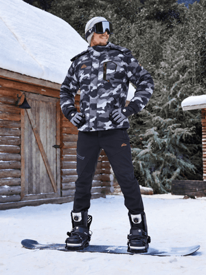 TACVASEN Black Camouflage Mens Hiking Insulated Fleece Lined Winter Snow Jacket
