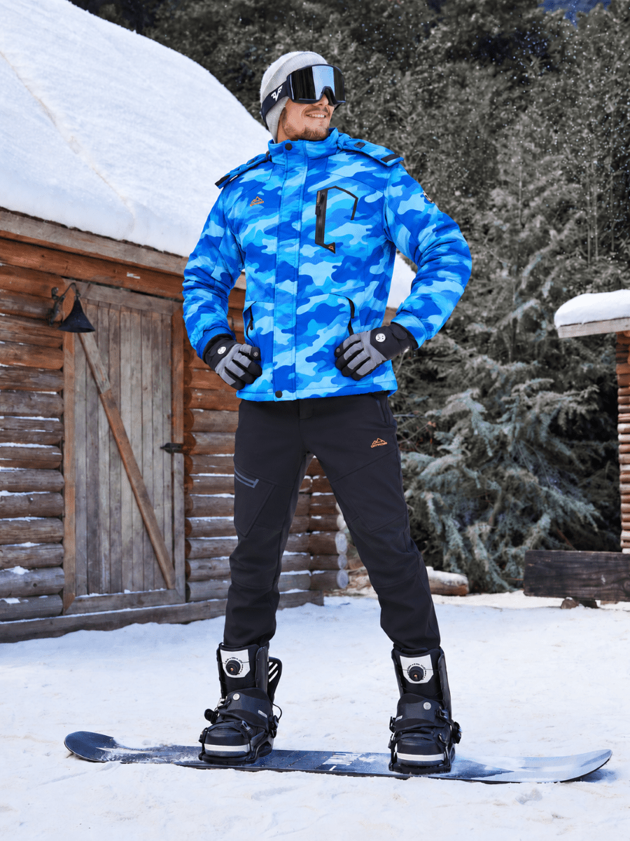 TACVASEN SkyBlue Camouflage Mens Hiking Insulated Fleece Lined Winter Snow Jacket