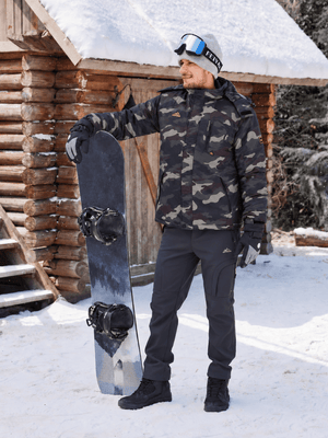 TACVASEN ArmyGreen Camouflage Mens Hiking Insulated Fleece Lined Winter Snow Jacket