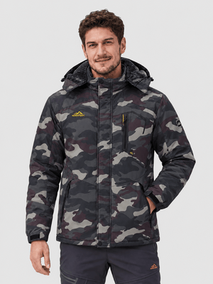TACVASEN ArmyGreen Camouflage Mens Hiking Insulated Fleece Lined Winter Snow Jacket