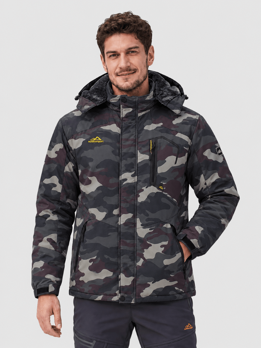 TACVASEN ArmyGreen Camouflage Mens Hiking Insulated Fleece Lined Winter Snow Jacket