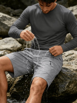 TACVASEN Light Grey Men's Hiking Shorts Quick Dry Cargo Shorts