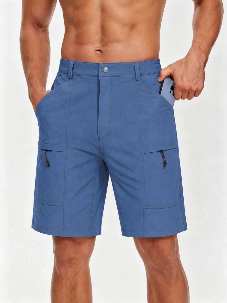 TACVASEN Blue Grey Men's Hiking Shorts Quick Dry Cargo Shorts