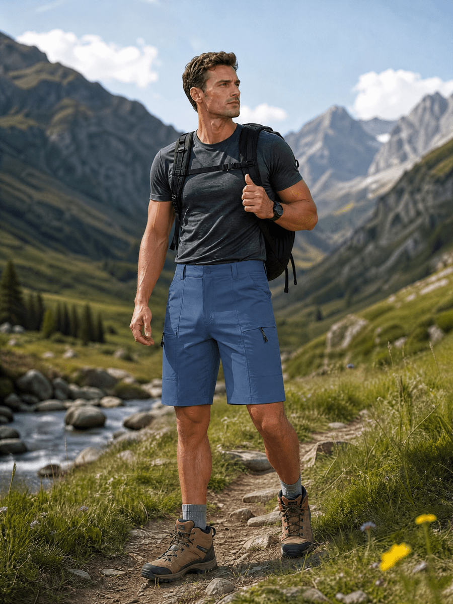 TACVASEN Blue Grey Men's Hiking Shorts Quick Dry Cargo Shorts