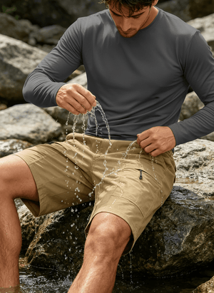 TACVASEN Khaki Men's Hiking Shorts Quick Dry Cargo Shorts