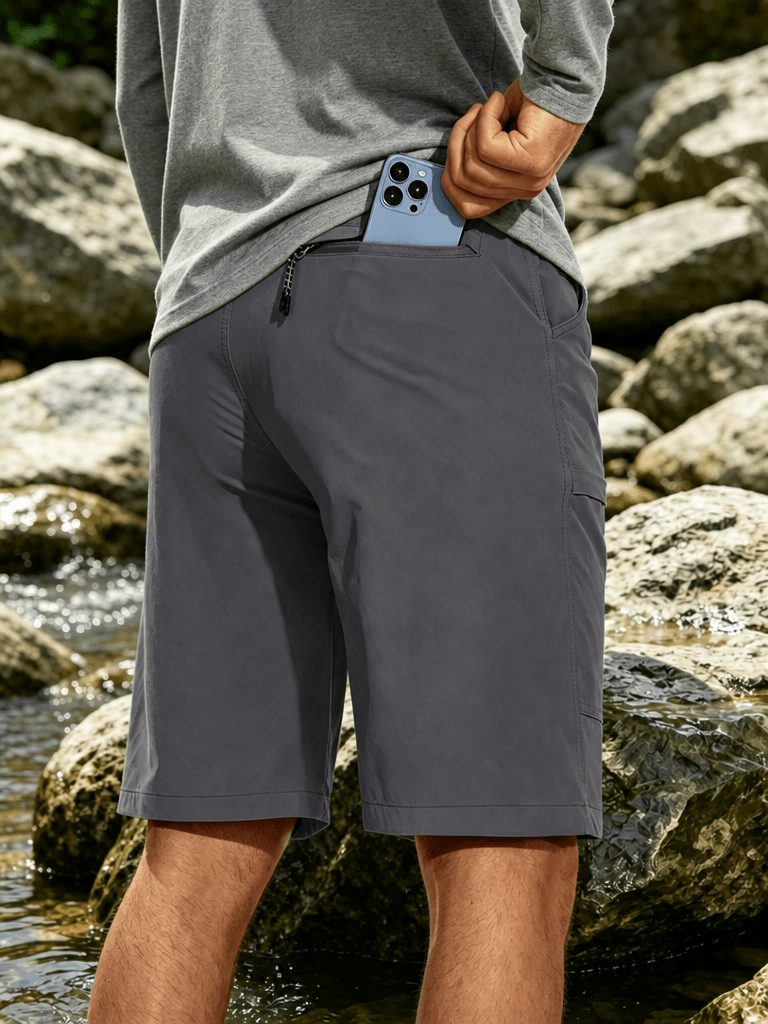 TACVASEN Dark Grey Men's Hiking Shorts Quick Dry Cargo Shorts