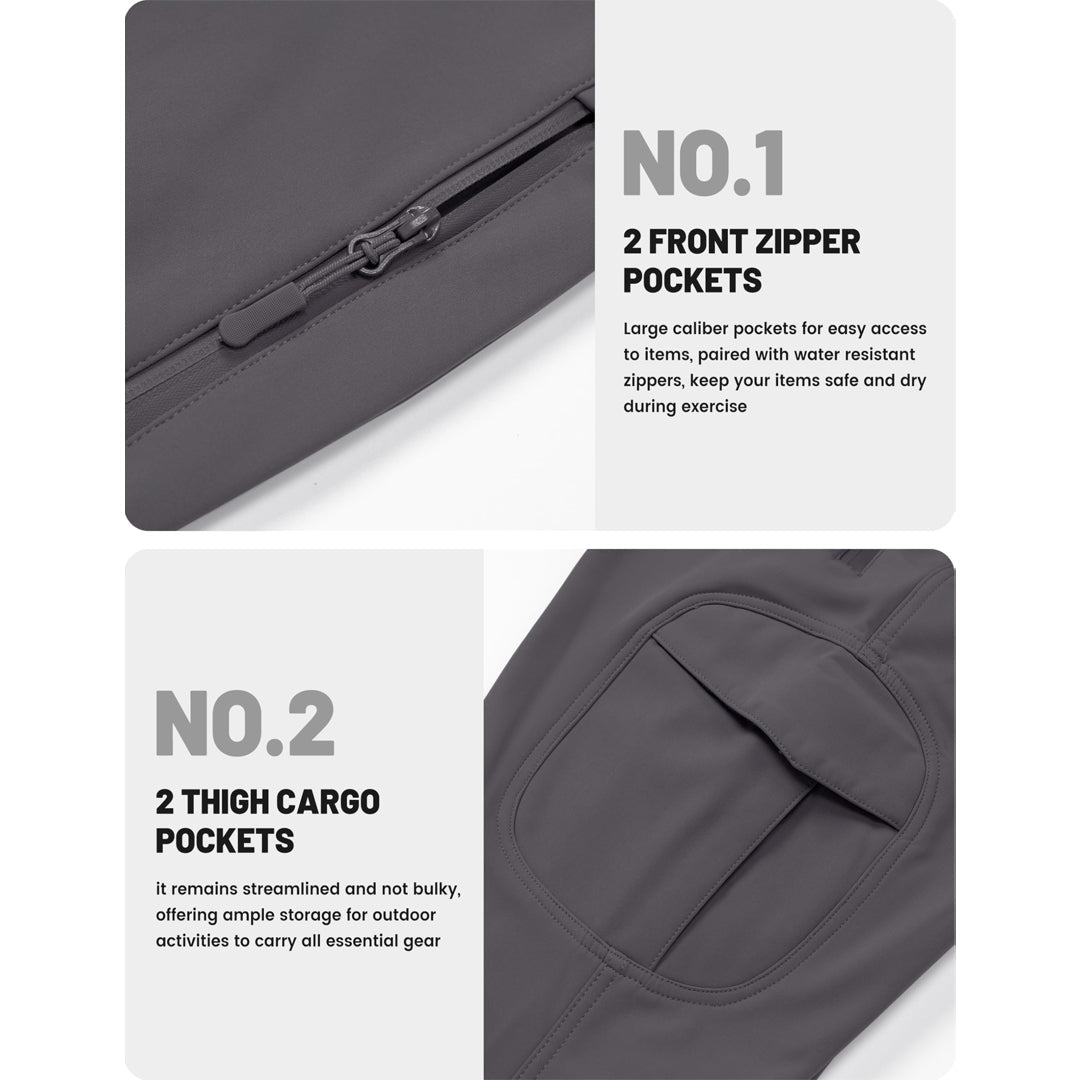 TACVASEN Grey Hiking Water Resistant Combat Fleece Lined Pants