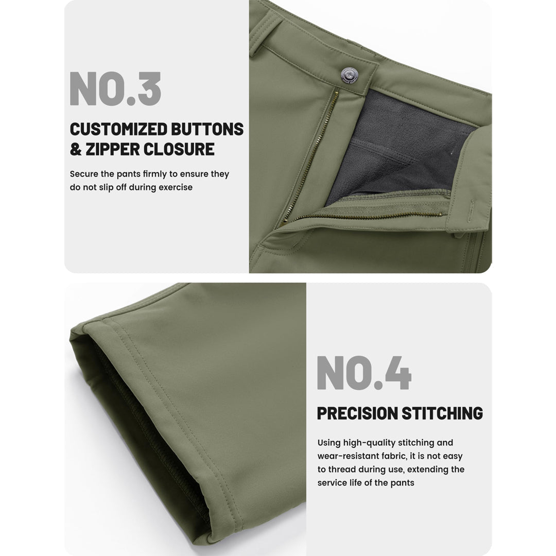 TACVASEN Army Green Hiking Water Resistant Combat Fleece Lined Pants