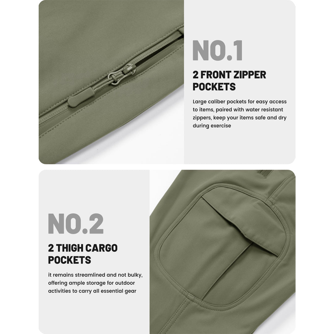 TACVASEN Army Green Hiking Water Resistant Combat Fleece Lined Pants