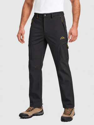 TACVASEN Black Mens Hiking Water Resistant Reinforced Knees Winter Pants