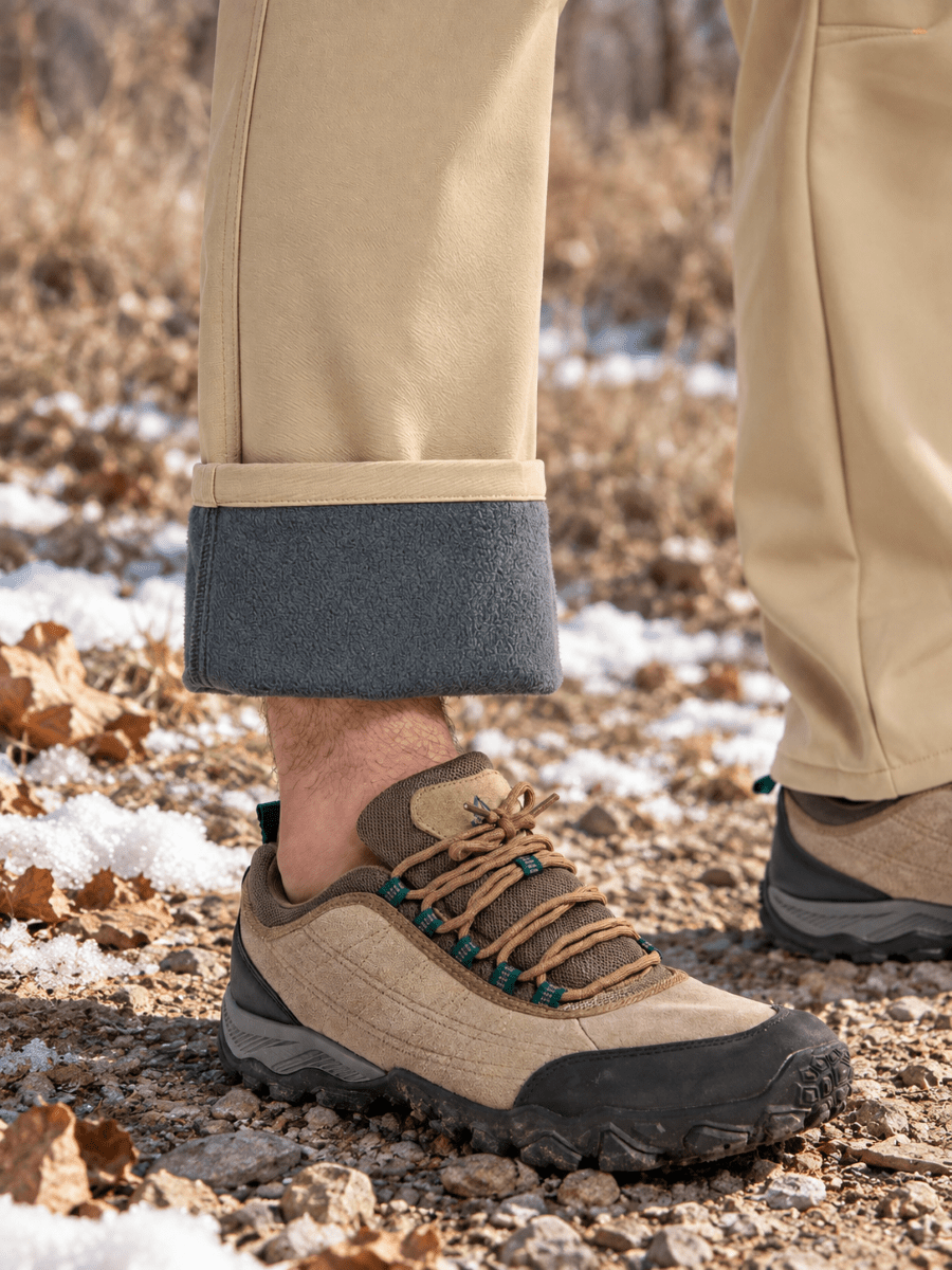 TACVASEN Khaki Mens Hiking Water Resistant Reinforced Knees Winter Pants