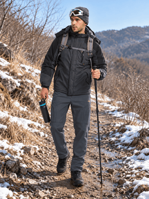 TACVASEN Dark Grey Mens Hiking Water Resistant Reinforced Knees Winter Pants