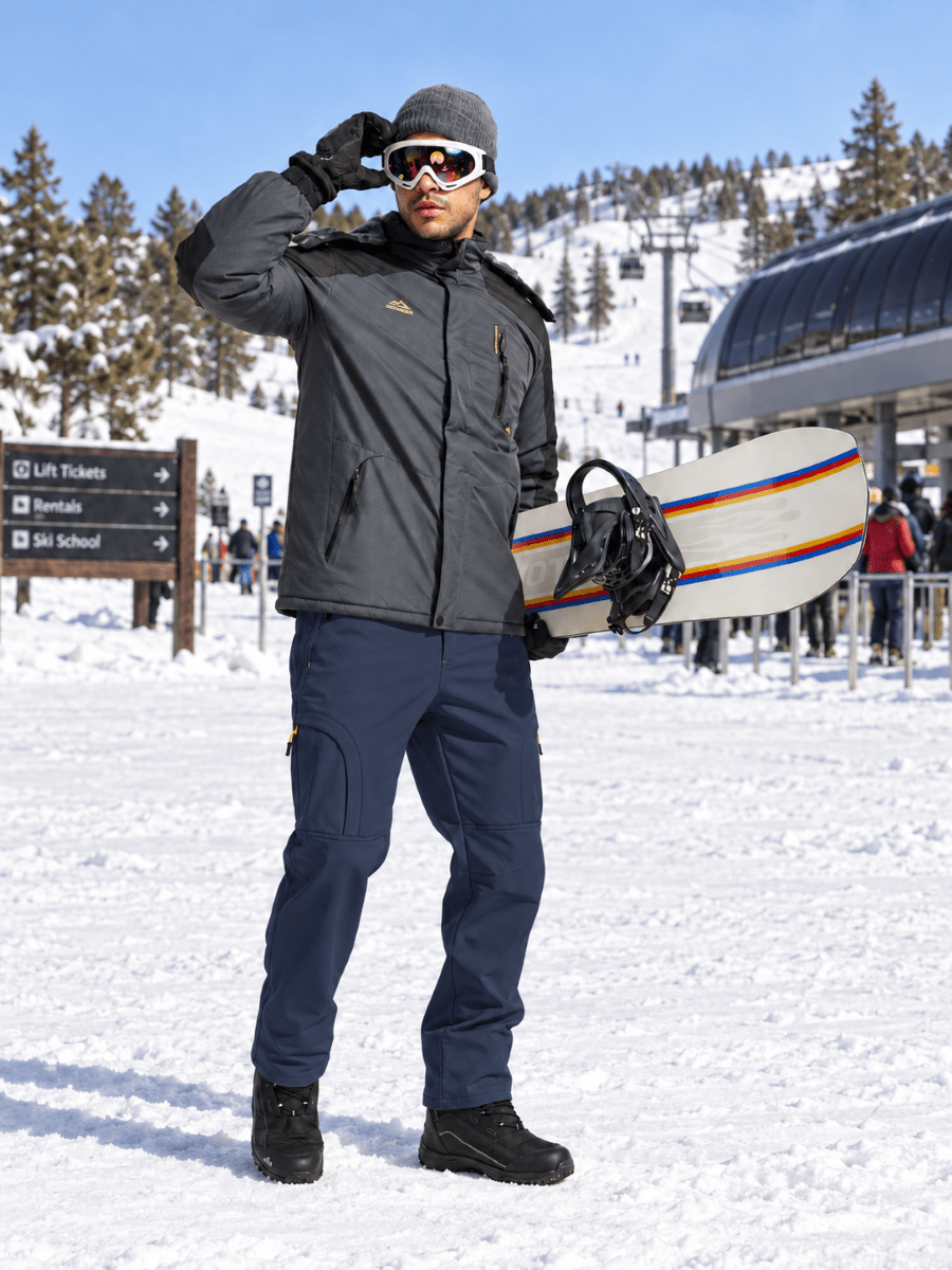 TACVASEN Navy Mens Hiking Water Resistant Reinforced Knees Winter Pants