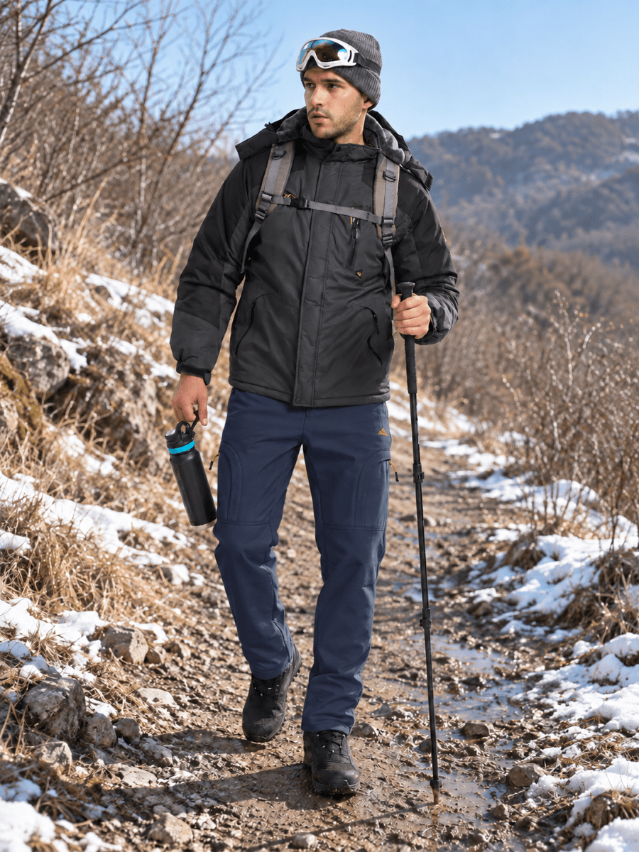 TACVASEN Navy Mens Hiking Water Resistant Reinforced Knees Winter Pants