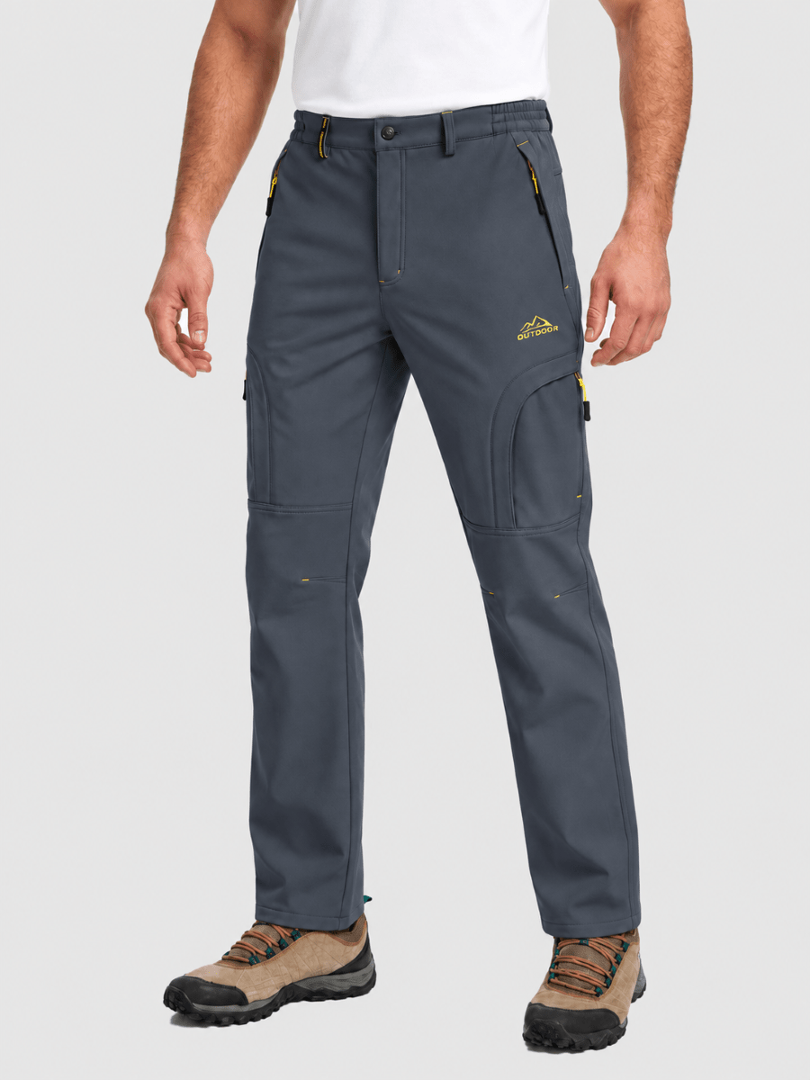 TACVASEN Dark Grey Mens Hiking Water Resistant Reinforced Knees Winter Pants