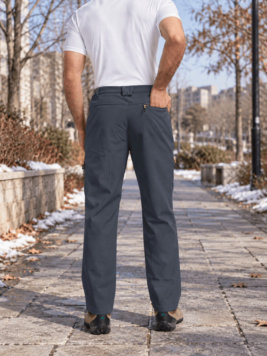 TACVASEN Dark Grey Mens Hiking Water Resistant Reinforced Knees Winter Pants