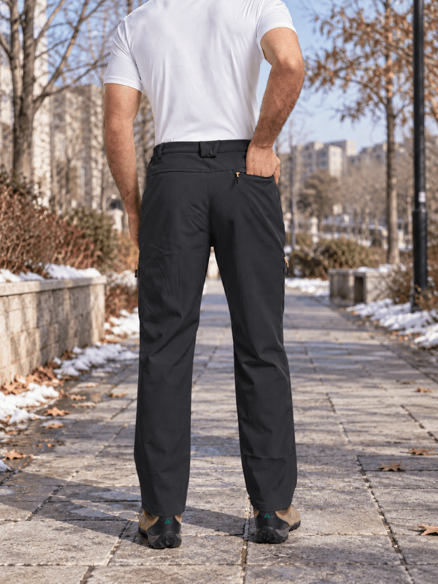 TACVASEN Black Mens Hiking Water Resistant Reinforced Knees Winter Pants