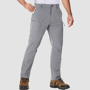 TACVASEN Light Grey Men's Hiking Waterproof Ripstop Pants Quick Dry with 6 Pockets