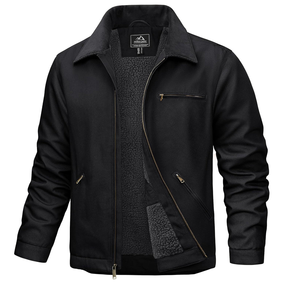 TACVASEN Black Men's Insulated Duck Canvas Heavy Duty Work Jacket